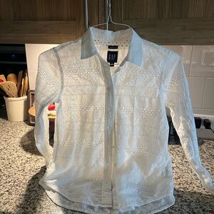 GAP white Eyelet Blouse